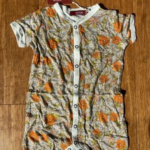 NWT MILKBARN milk barn romper shortfall grey floral 3-6 months